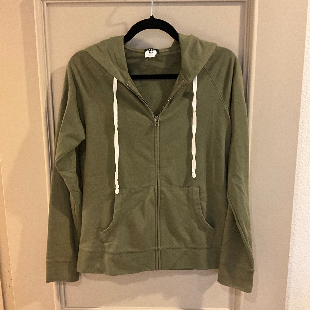 J.Crew Army Green Hooded Sweatshirt Jacket Size Small